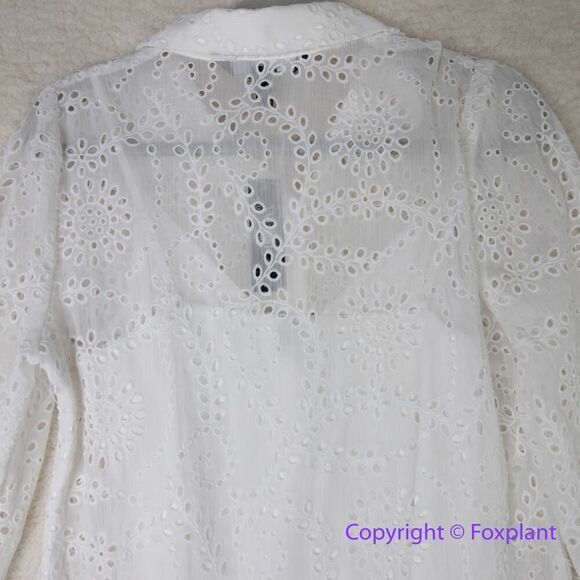 New! White House Black Market Long Sleeve Eyelet Shirt Dress mini, size 8 - Picture 13 of 16